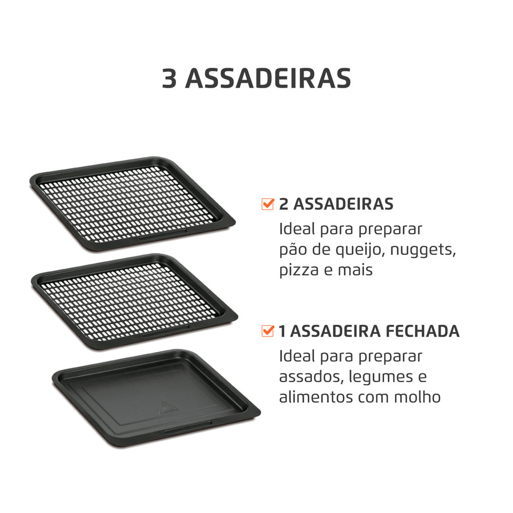Fritadeira Air Fryer Forno Oven 12L Mondial Preto e Inox0W AFON-12L-BI - 3