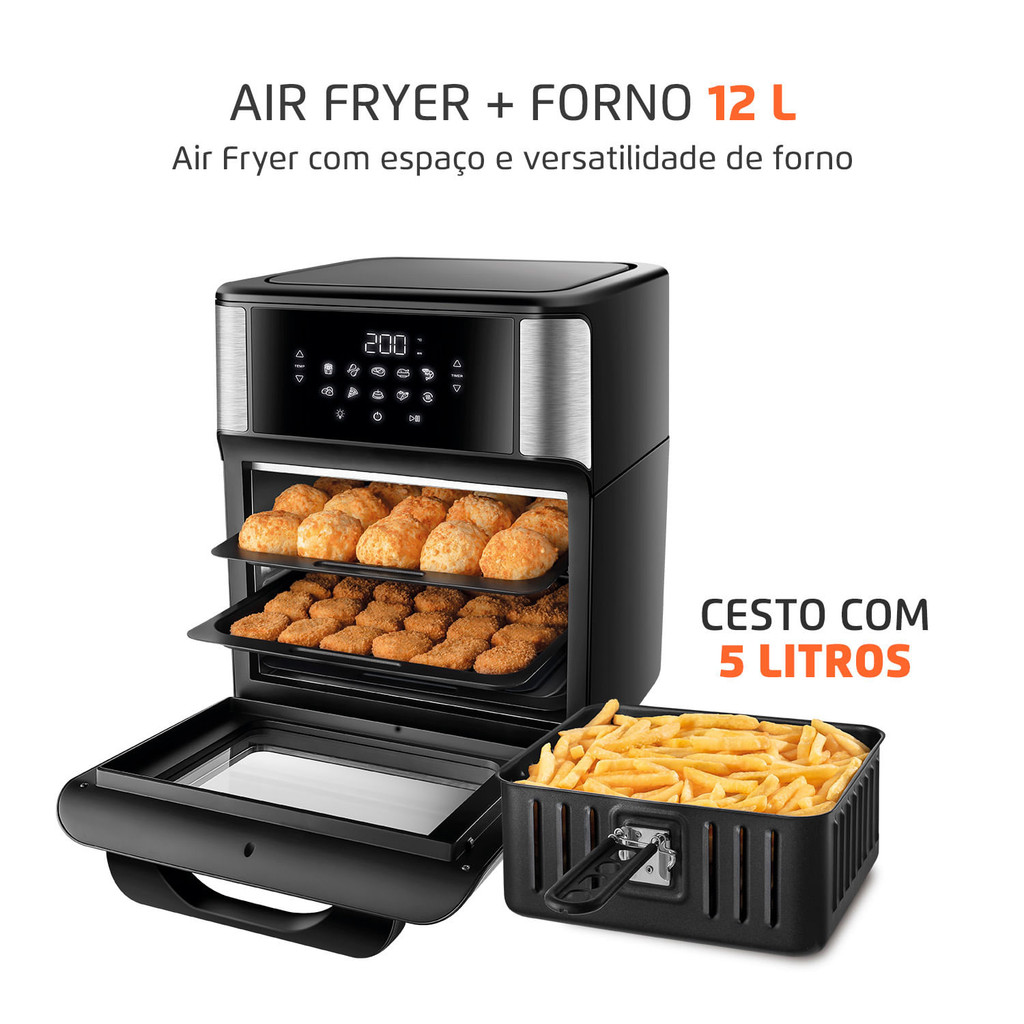 Fritadeira Air Fryer Forno Oven 12L Mondial Preto e Inox0W AFON-12L-BI - 2