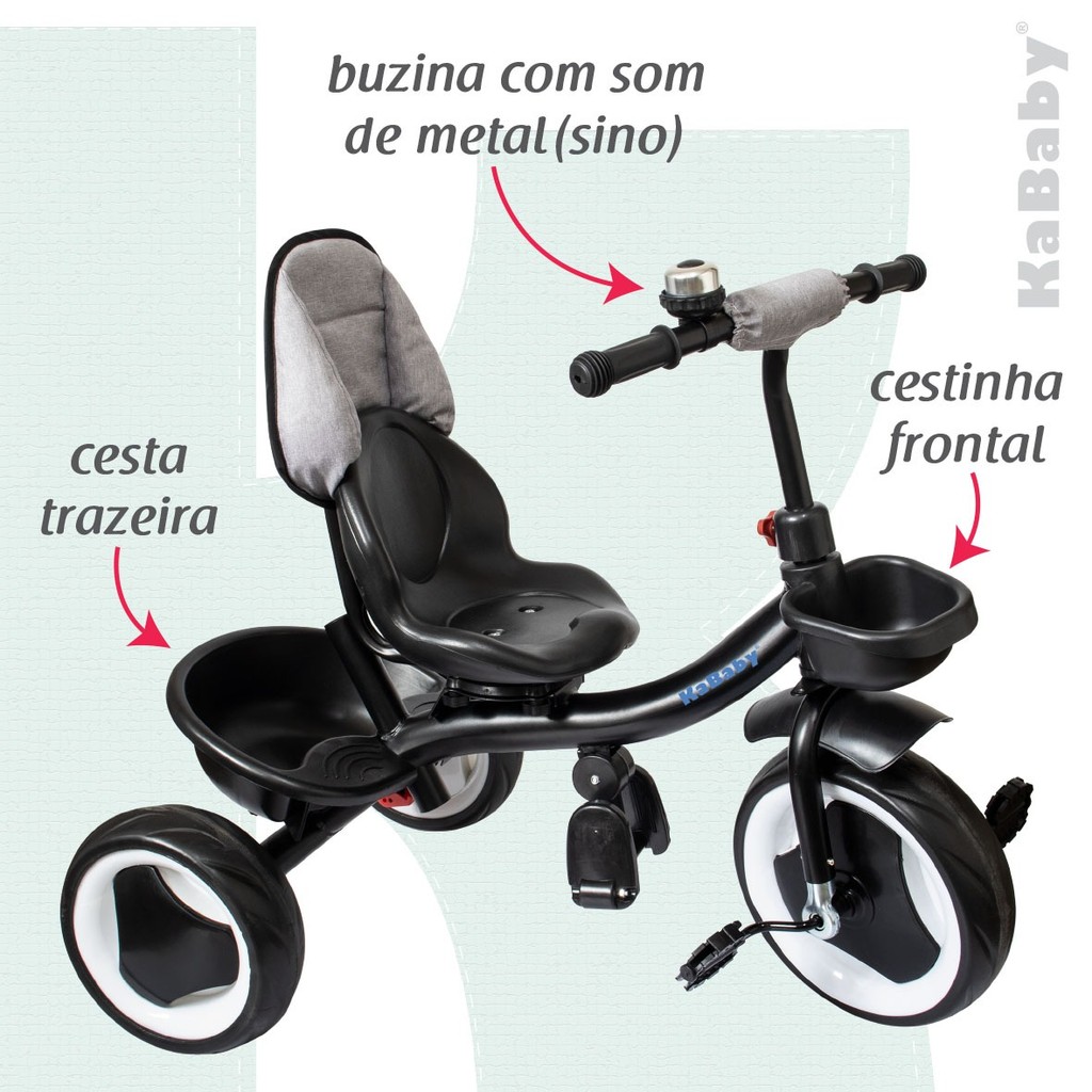 Triciclo Infantil 4 em 1 Multifuncional Carrinho de Bebê Com Empurrador e CapotaSolar-Kababy - 9