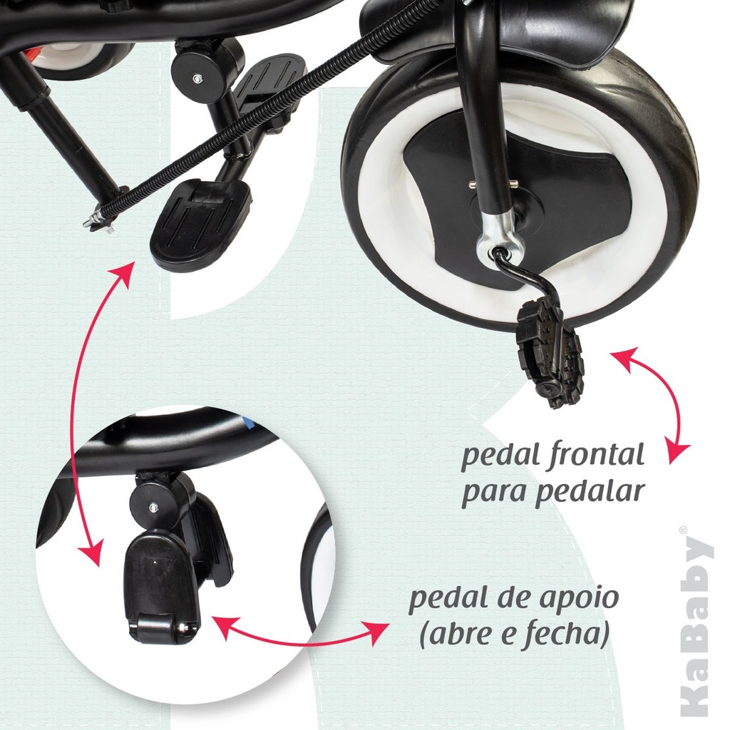Triciclo Infantil 4 em 1 Multifuncional Carrinho de Bebê Com Empurrador e CapotaSolar-Kababy - 7