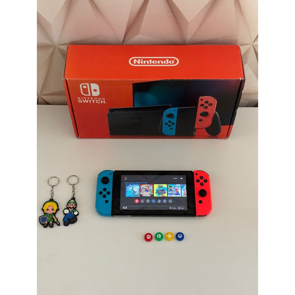  SWITCH  DESBLOQUEADO + 10 JOGOS DA SUA ESCOLHA COM CARTÃO DE MEMORIA 128 GB