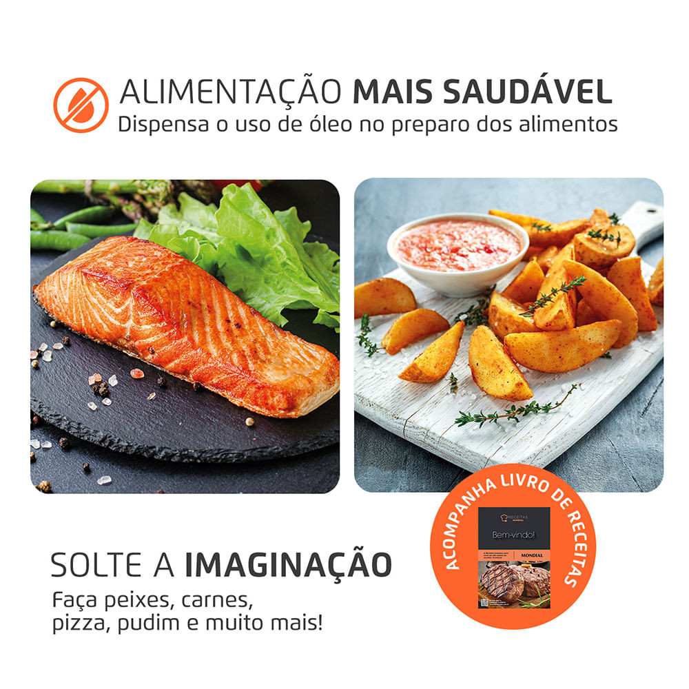 Fritadeira Air Fryer Forno Oven 12L Mondial Preto e Inox0W AFON-12L-BI - 6