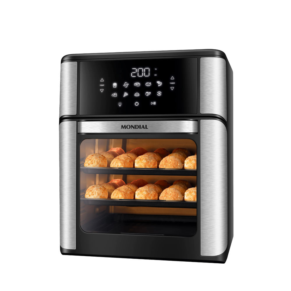 Fritadeira Air Fryer Forno Oven 12L Mondial Preto e Inox0W AFON-12L-BI - 1