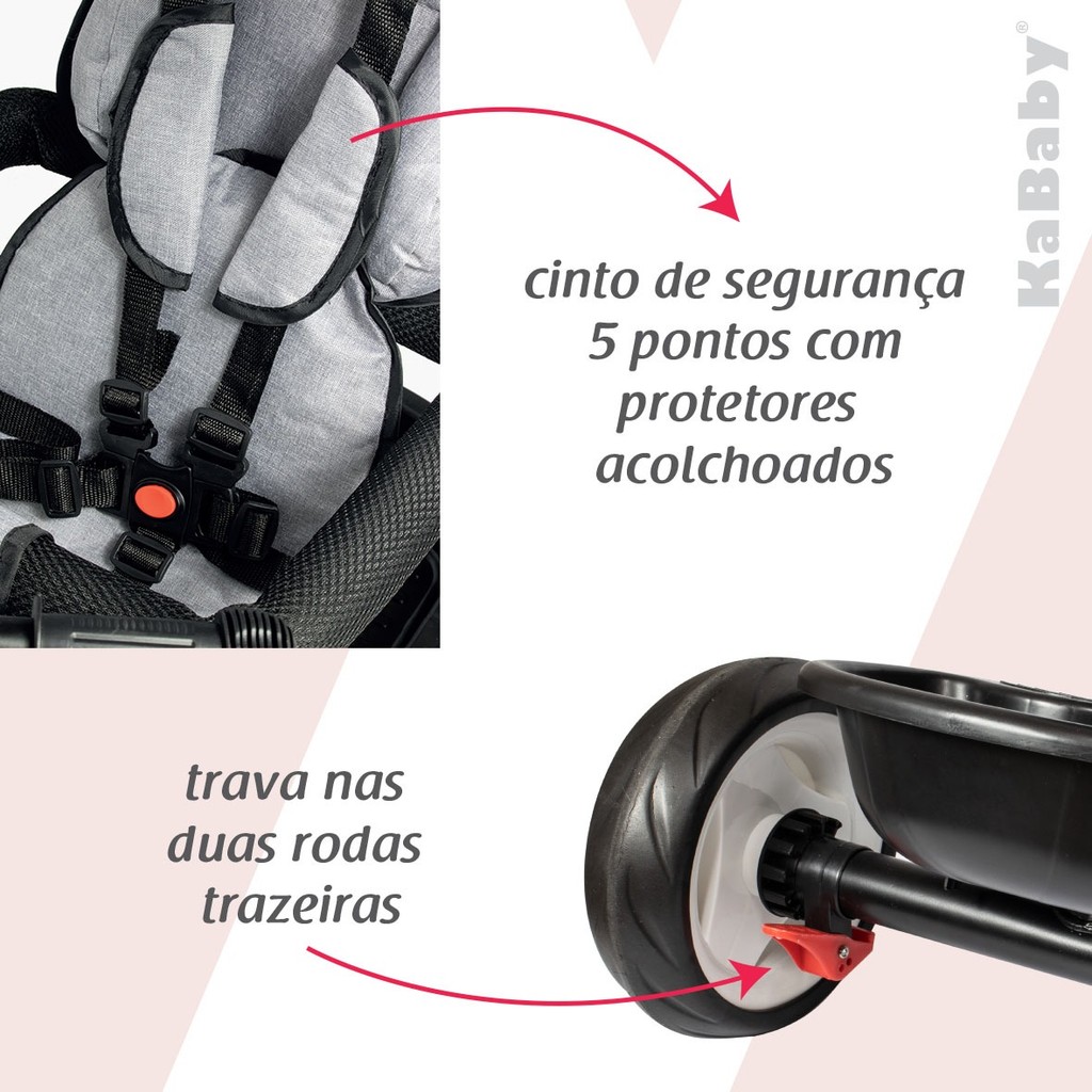 Triciclo Infantil 4 em 1 Multifuncional Carrinho de Bebê Com Empurrador e CapotaSolar-Kababy - 11